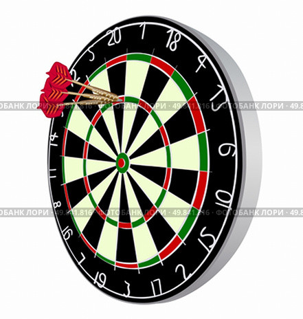Darts aim. EPS 10 vector sketch illustration without transparency and meshes. Стоковая иллюстрация, агентство Ingram Publishing / Фотобанк Лори