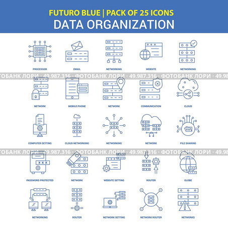 Data Organization Icons - Futuro Blue 25 Icon pack. Стоковая иллюстрация, агентство Ingram Publishing / Фотобанк Лори