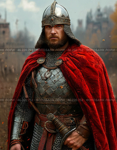 Day of Remembrance of the Epic Hero Ilya Muromets. This date is included in the Russian calendar of unusual holidays and is celebrated annually on January 1. Ilya Muromets (full epic name - Ilya Muromets son Ivanovich) is one of the main heroes of the Old Russian and Russian epic. Hero, peasant's son, native of North-Eastern Rus' Стоковое AI-изображение, AI-художник Сергей Елизарьев / Фотобанк Лори