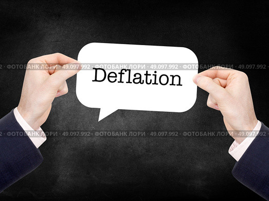 Deflation written on a speechbubble. Стоковое фото, агентство Ingram Publishing / Фотобанк Лори