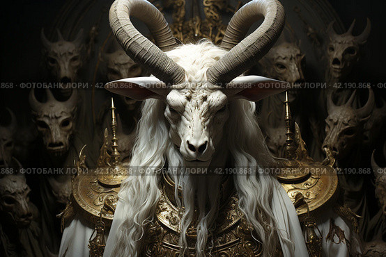 Demon with goat horns,Generative AI. Стоковое AI-изображение, AI-художник Анна Кривицкая / Фотобанк Лори