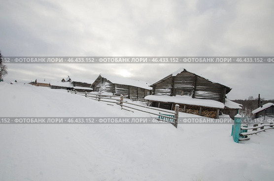 Деревня Кимжа. Красивая северная деревня зимой. Стоковое фото, фотограф Яковлев Сергей / Фотобанк Лори
