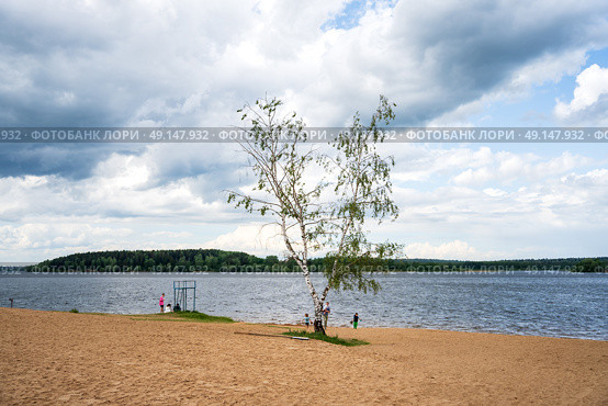 Дерево на Озернинском водохранилище и красивое небо. Редакционное фото, фотограф Диана Лукьянова / Фотобанк Лори