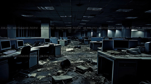 deserted empty office building ai generated. Стоковое AI-изображение, AI-художник Vectorwin / Фотобанк Лори