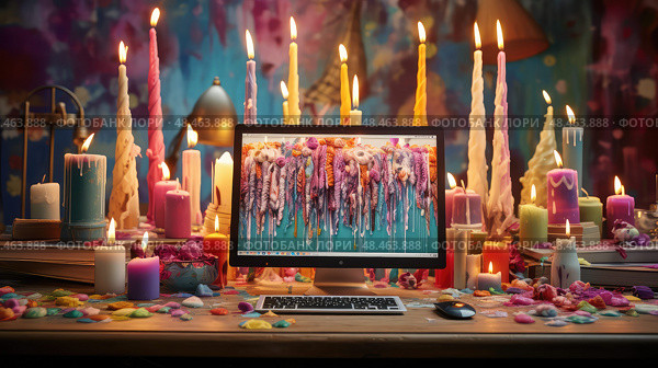designs candle on desk ai generated. Стоковое AI-изображение, AI-художник Vectorwin / Фотобанк Лори
