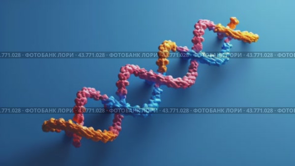 Detailed double helix DNA strand, depicting the molecular structure and genetic makeup, suitable for biology, genetics, and medical research concepts. Стоковое AI-видео, аниматор Ирина Михайличенко / Фотобанк Лори