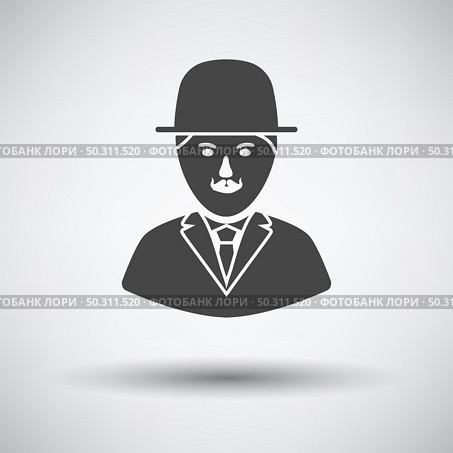 Detective Icon. Dark Gray on Gray Background With Round Shadow. Vector Illustration. Стоковая иллюстрация, агентство Ingram Publishing / Фотобанк Лори