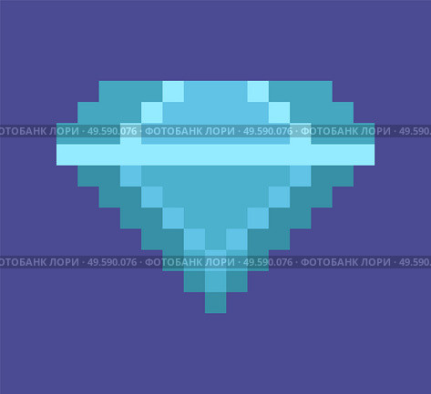 Diamond vector, isolated icon of precious stone in flat style, game graphics 8bit object jewellry royal treasure, brilliant rich crystal of blue color. Diamond Pixel Art Icon, Precious Stone Gemstone. Стоковая иллюстрация, агентство Ingram Publishing / Фотобанк Лори
