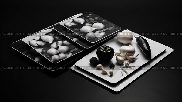 dicing black and white cutting board ai generated. Стоковое AI-изображение, AI-художник Vectorwin / Фотобанк Лори