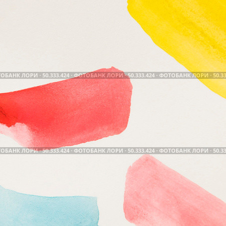 different yellow red blue brush stroke watercolor white background. Стоковое фото, агентство Ingram Publishing / Фотобанк Лори