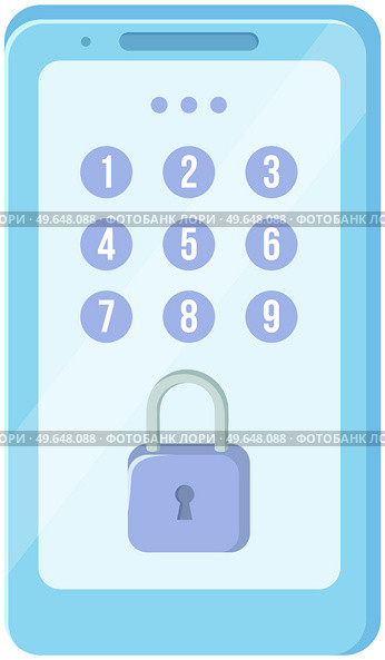 Digital dial plate of security lock or telephone keypad. Mobile phone with numbers and padlock. Device entering security system code. Data protection, security concept. Smartphone with combination. Digital dial plate of security lock or telephone keypad vector. Mobile phone with numbers. Стоковая иллюстрация, агентство Ingram Publishing / Фотобанк Лори