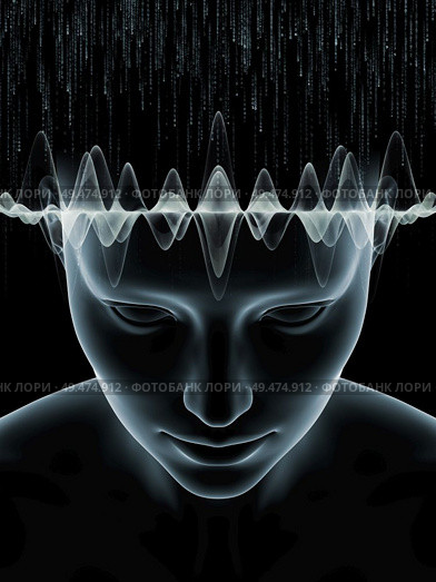 Digital illustration on subject of brain waves, workings of human mind, biology and science. Virtual Thinking series. Стоковое фото, агентство Ingram Publishing / Фотобанк Лори