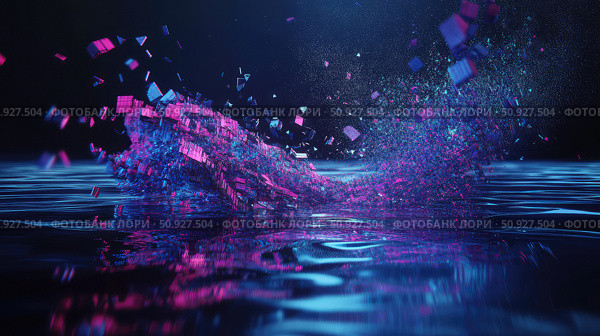 disintegration disintegrating data lake ai generated. Стоковое AI-изображение, AI-художник Vectorwin / Фотобанк Лори