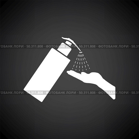 Dispenser Of Liquid Soap Icon. White on Black Background. Vector Illustration. Стоковая иллюстрация, агентство Ingram Publishing / Фотобанк Лори