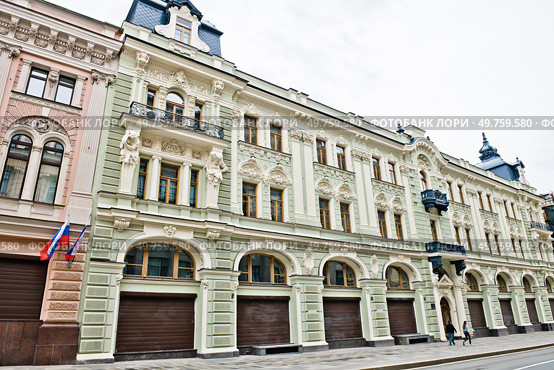Дом Московского Купеческого общества («Посольское подворье»). Улица Ильинка, дом 8, строение 2. Москва. Россия. Редакционное фото, фотограф E. O. / Фотобанк Лори
