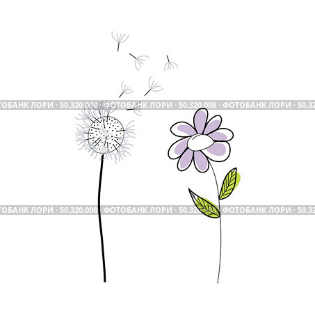 Doodle sketch flower with color fill. Simple design suitable for making greeting cards. Vector illustration. Стоковая иллюстрация, агентство Ingram Publishing / Фотобанк Лори