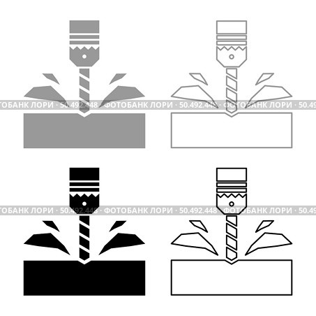 Drill with cartridge material processing shavings bit stationary use set icon grey black color vector illustration image simple solid fill outline contour line thin flat style. Drill with cartridge material processing shavings bit stationary use set icon grey black color vector illustration image solid fill outline contour line thin flat style. Стоковая иллюстрация, агентство Ingram Publishing / Фотобанк Лори