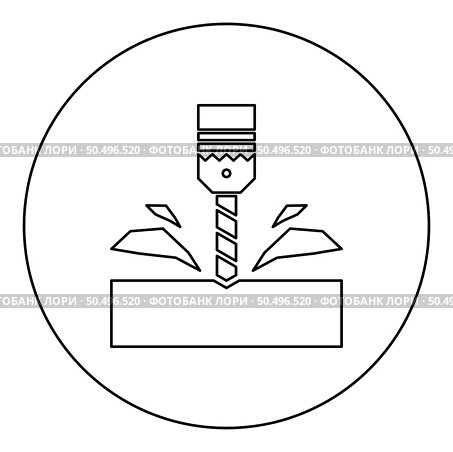 Drill with cartridge material processing shavings bit stationary use icon in circle round black color vector illustration image outline contour line thin style simple. Drill with cartridge material processing shavings bit stationary use icon in circle round black color vector illustration image outline contour line thin style. Стоковая иллюстрация, агентство Ingram Publishing / Фотобанк Лори
