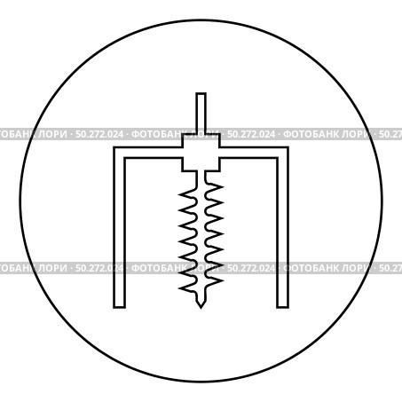 Drilling rig Bore for ground mine industry geological Boring concept Auger icon in circle round outline black color vector illustration flat style simple image. Drilling rig Bore for ground mine industry geological Boring concept Auger icon in circle round outline black color vector illustration flat style image. Стоковая иллюстрация, агентство Ingram Publishing / Фотобанк Лори