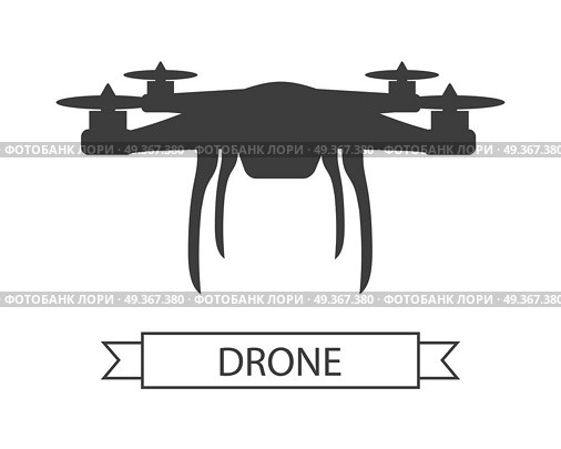 Drone Icon Isolated Unmanned Aerial Vehicle. Drone icon isolated on white. Unmanned aerial vehicle or unmanned aircraft system, without a human pilot aboard. Quadcopter sign symbol. Flying for aerial photography or video shooting. Vector. Стоковая иллюстрация, агентство Ingram Publishing / Фотобанк Лори