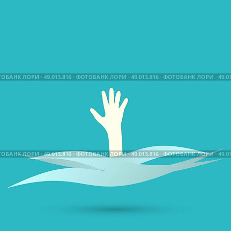 Drowning and reaching out hand for help. Стоковая иллюстрация, агентство Ingram Publishing / Фотобанк Лори