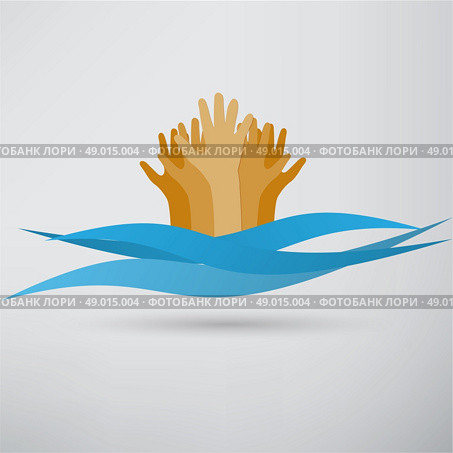 Drowning and reaching out hand for help. Стоковая иллюстрация, агентство Ingram Publishing / Фотобанк Лори