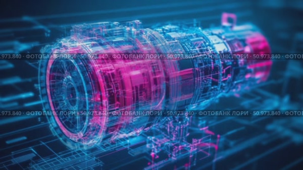 Dynamic illuminated architectural blueprint of a digital machine showcasing vibrant data streams. Стоковое AI-видео, аниматор Данила Большаков / Фотобанк Лори