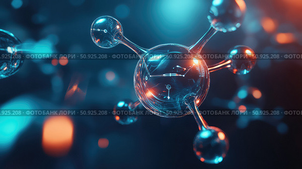 dynamics rotating molecule ai generated. Стоковое AI-изображение, AI-художник Vectorwin / Фотобанк Лори