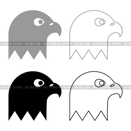Eagle’s head set icon grey black color vector illustration image simple solid fill outline contour line thin flat style. Eagle’s head bald of prey set icon grey black color vector illustration image solid fill outline contour line thin flat style. Стоковая иллюстрация, агентство Ingram Publishing / Фотобанк Лори