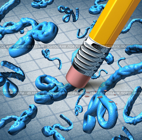 Ebola virus treatment medical concept as a pencil metaphor erasing three dimensional dangerous microbes causing hemorrhagic fever as a human health symbol for fighting dangers of an infectious disease from a deadly microorganism through research for a cure. Стоковое фото, агентство Ingram Publishing / Фотобанк Лори