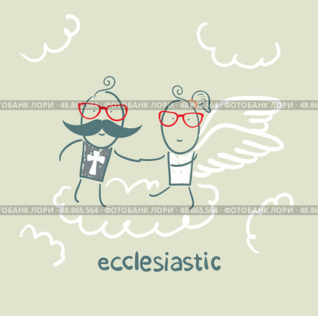 ecclesiastic looking at an angel. Стоковая иллюстрация, агентство Ingram Publishing / Фотобанк Лори