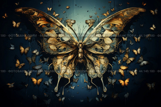 Eerie Skull butterfly. Generate Ai. Стоковое AI-изображение, AI-художник Иван Рябоконь / Фотобанк Лори