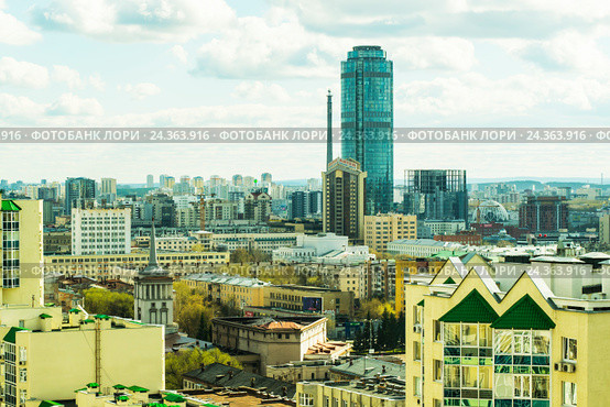 Екатеринбург . Вид на центр города с высоты . (2016 год). Редакционное фото, фотограф Сергеев Валерий / Фотобанк Лори