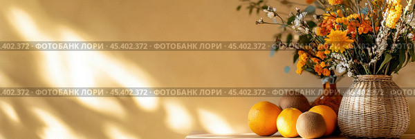 Эквадорский фестиваль «Фрута» с яркими композициями из фруктов и цветов. Стоковое AI-изображение, AI-художник ФотоИнтеллект / Фотобанк Лори