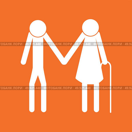Elder people stick white color icon .. Elder people stick it is white color icon . Стоковая иллюстрация, агентство Ingram Publishing / Фотобанк Лори