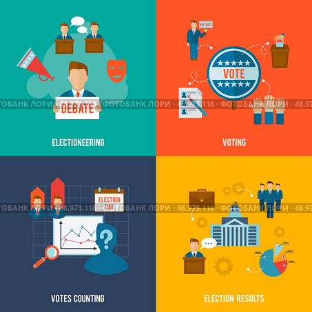Election design concept set with votes counting flat icons isolated vector illustration. Стоковая иллюстрация, агентство Ingram Publishing / Фотобанк Лори