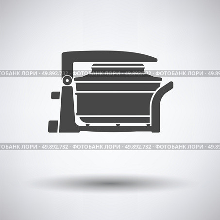 Electric convection oven icon on gray background with round shadow. Vector illustration. Стоковая иллюстрация, агентство Ingram Publishing / Фотобанк Лори