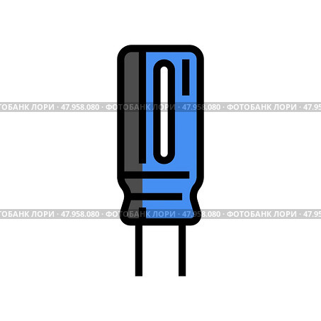 electrolytic capacitor electronic component color icon vector illustration. Стоковая иллюстрация, иллюстратор Vectorwin / Фотобанк Лори
