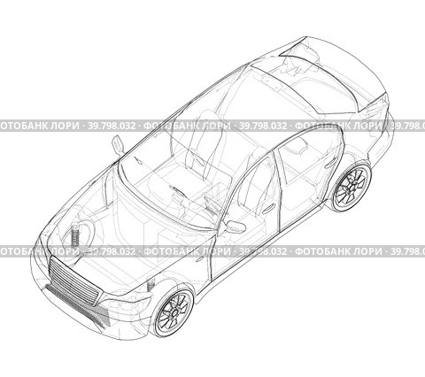 Electromobile. 3d illustration. Стоковая иллюстрация, иллюстратор Кирилл Черезов / Фотобанк Лори