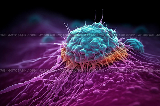 Electronic microscope cancer oncology disorder. Generate ai. Стоковое AI-изображение, AI-художник Иван Рябоконь / Фотобанк Лори