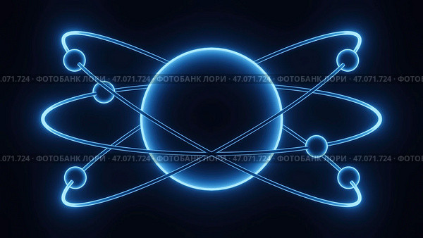 Electrons rotating along trajectory around molecule. Стоковая иллюстрация, иллюстратор David Kashakhi / Фотобанк Лори