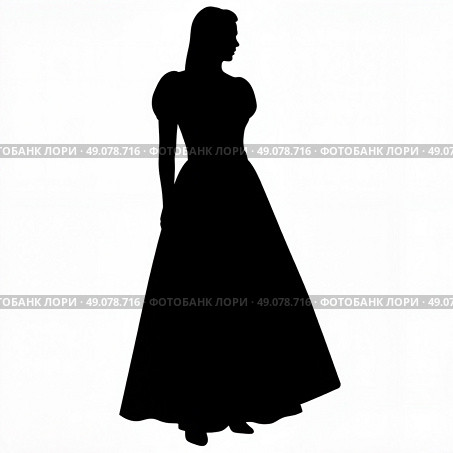 Elegant silhouette in vintage dirndl dress on white background, traditional beauty. Стоковое AI-изображение, AI-художник Ольга Невская / Фотобанк Лори