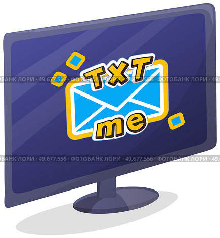 Email illustration. Sending or receiving email concept. Email marketing, sticker with txt me. Laptop with envelope and document on screen. Email communication, online advertising concept, newsletter. Email illustration. Sending or receiving email concept. Email marketing, sticker with txt me. Стоковая иллюстрация, агентство Ingram Publishing / Фотобанк Лори