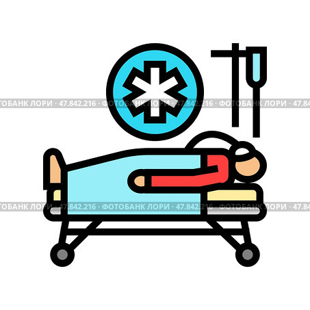 emergency room fracture injury color icon vector illustration. Стоковая иллюстрация, иллюстратор Vectorwin / Фотобанк Лори