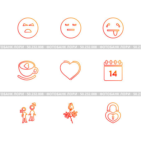 Emoji , emoticons , eomtions , smileys , sad , happy, cry , laugh , love , angry,  annoying,  confused , nervous , heart broken , romantic, icon, vector, design,  flat,  collection, style, creative,  icons. Стоковая иллюстрация, агентство Ingram Publishing / Фотобанк Лори