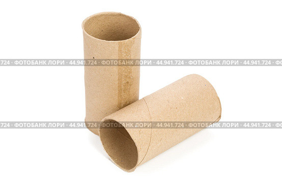 Empty toilet paper on white background. Стоковое фото, фотограф Сергей Толмачёв / Фотобанк Лори
