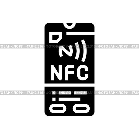 enabled phone nfc technology glyph icon vector illustration. Стоковая иллюстрация, иллюстратор Vectorwin / Фотобанк Лори