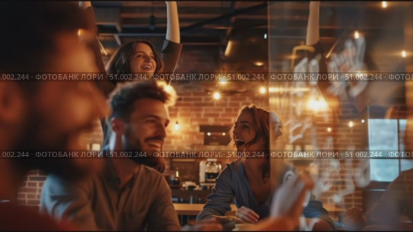 Engaging team collaboration in a cozy workspace with creative brainstorming session. Стоковое AI-видео, аниматор Сергей Толмачёв / Фотобанк Лори