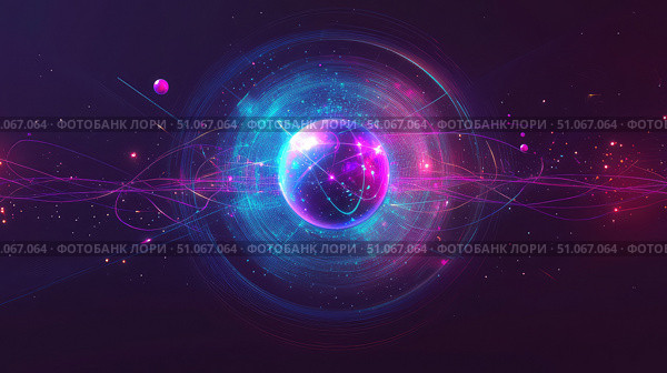 entanglement streaming quantum particle ai generated. Стоковое AI-изображение, AI-художник Vectorwin / Фотобанк Лори