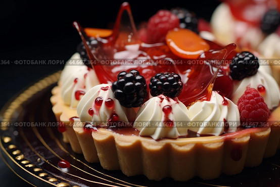 Enticing Closeup photo of tasty tart desserts. Generate ai. Стоковое AI-изображение, AI-художник Иван Рябоконь / Фотобанк Лори